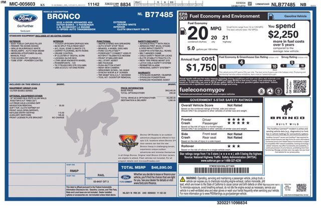 Certified 2022 Ford Bronco Outer Banks AWD/4WD image 2