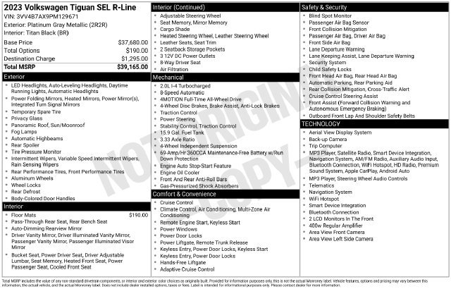 Used 2023 Volkswagen Tiguan SEL R-Line AWD/4WD image 3