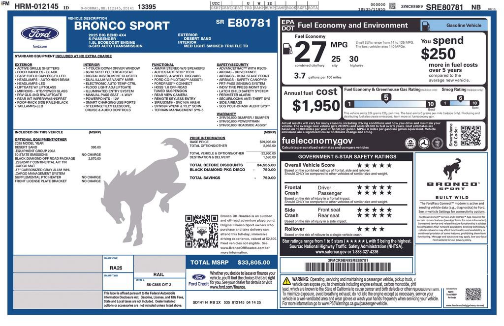 Certified 2025 Ford Bronco Sport Big Bend AWD/4WD image 28