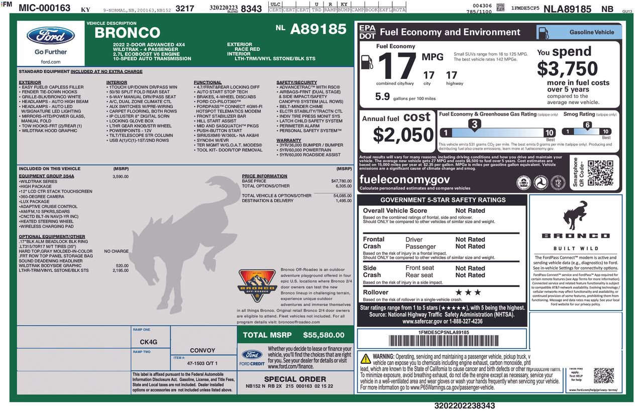 Certified 2022 Ford Bronco Wildtrak AWD/4WD image 45