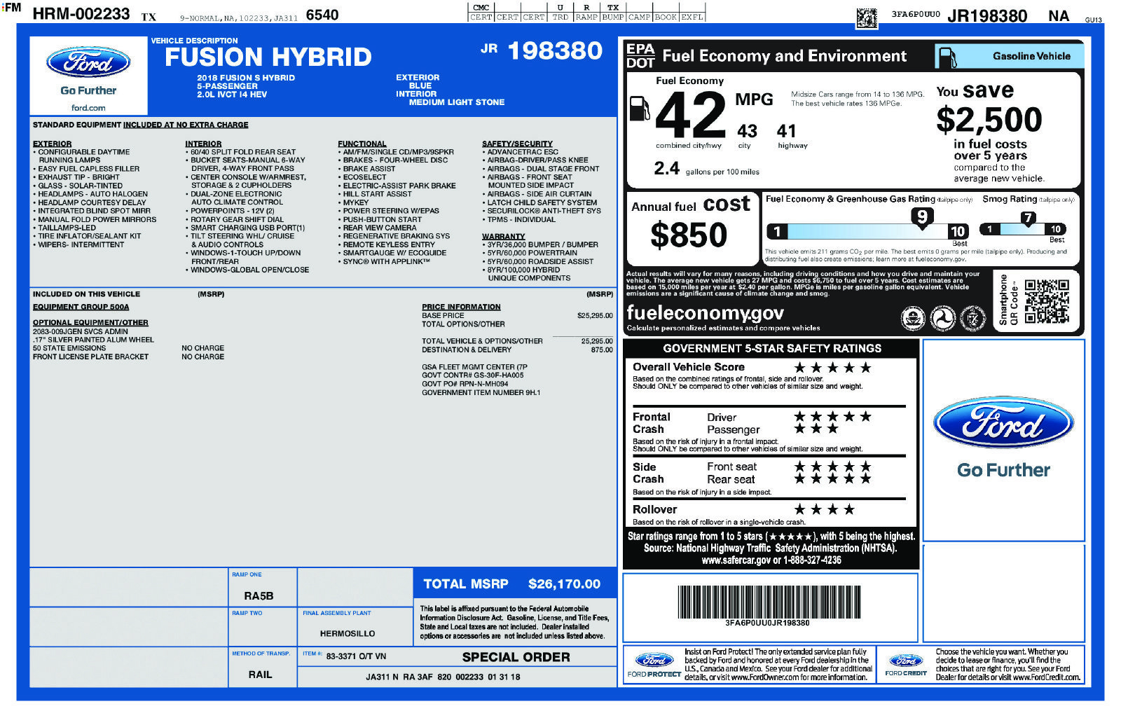 Certified 2018 Ford Fusion S FWD image 24