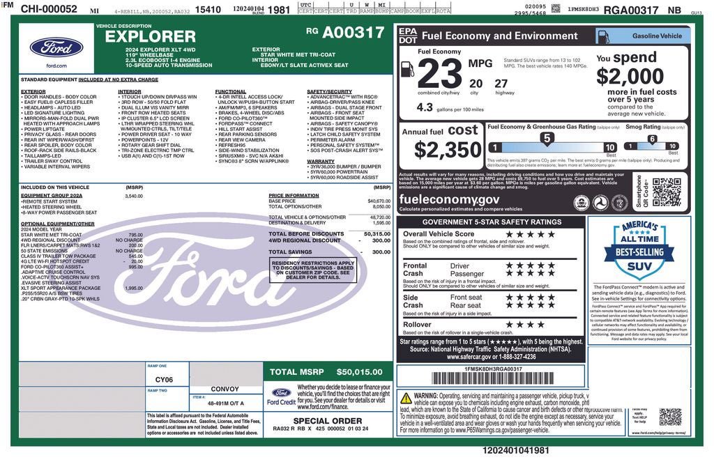 Certified 2024 Ford Explorer XLT w/ Equipment Group 202A AWD/4WD image 37