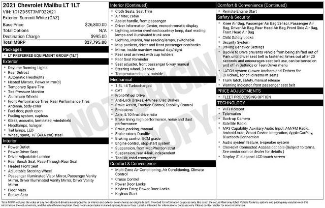 Used 2021 Chevrolet Malibu LT FWD image 32