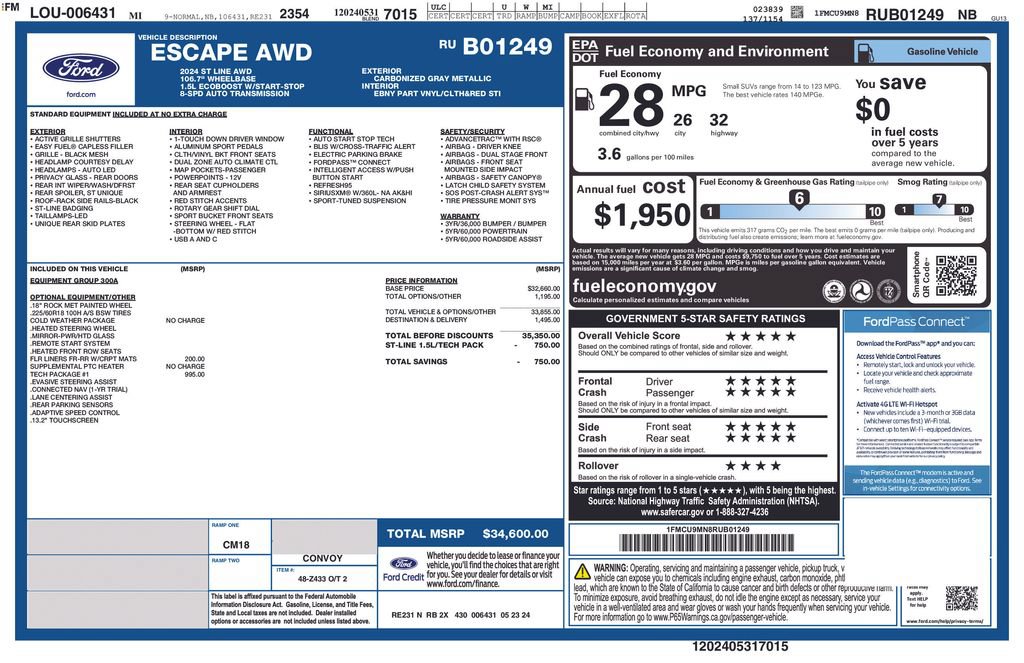 Certified 2024 Ford Escape ST-Line w/ Tech Pack #1 AWD/4WD image 26