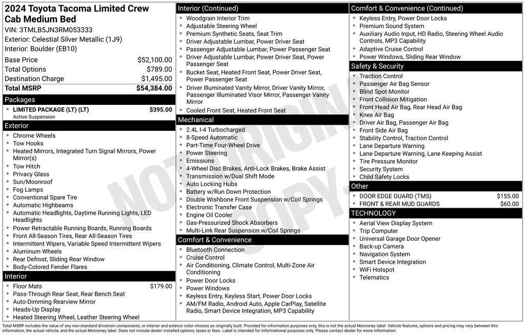 Used 2024 Toyota Tacoma Limited w/ Limited Package (LT) AWD/4WD image 17
