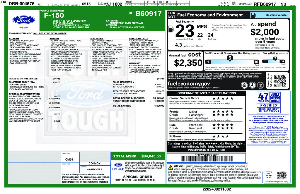 Certified 2024 Ford F150 Platinum w/ Equipment Group 702A High AWD/4WD image 42
