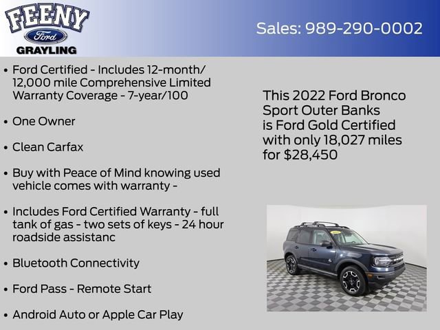 Certified 2022 Ford Bronco Sport Outer Banks w/ Tech Package image 12