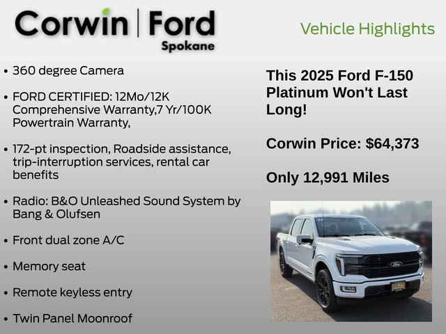 Certified 2025 Ford F150 Platinum AWD/4WD image 7