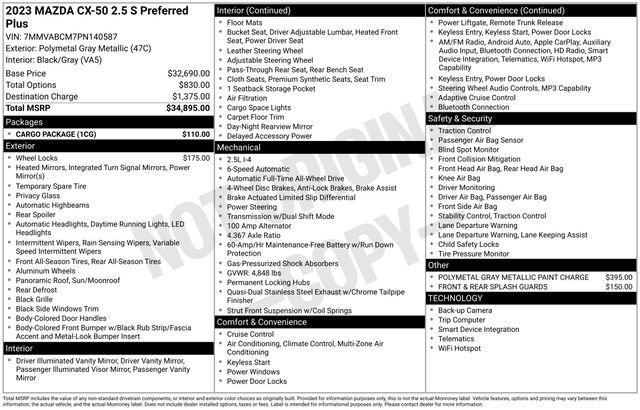 Used 2023 MAZDA CX-50 2.5 S w/ Cargo Package image 5