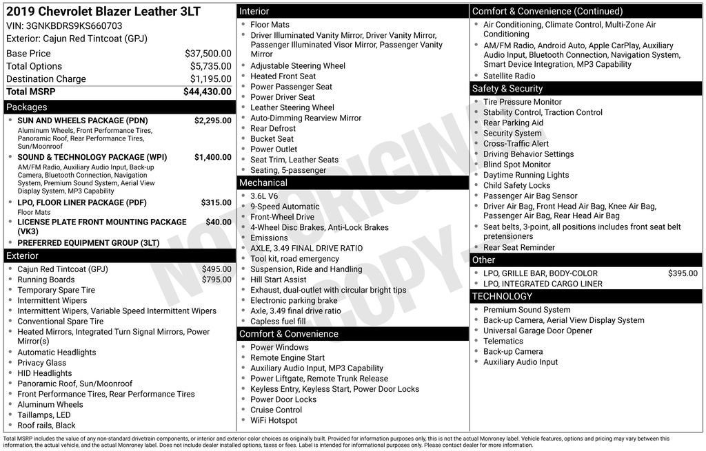 Used 2019 Chevrolet Blazer LT w/ Sun and Wheels Package image 10