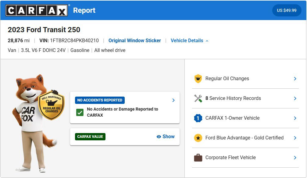 Certified 2023 Ford Transit 250 Medium Roof AWD w/ Interior Upgrade Package image 3