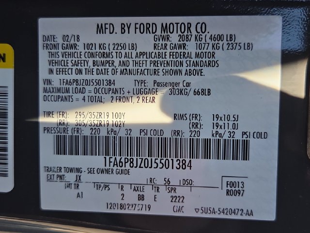 Certified 2018 Ford Mustang Shelby GT350 w/ Electronics Package RWD image 33