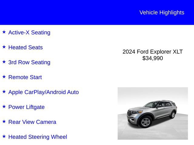 Certified 2024 Ford Explorer XLT w/ Equipment Group 202A AWD/4WD image 3