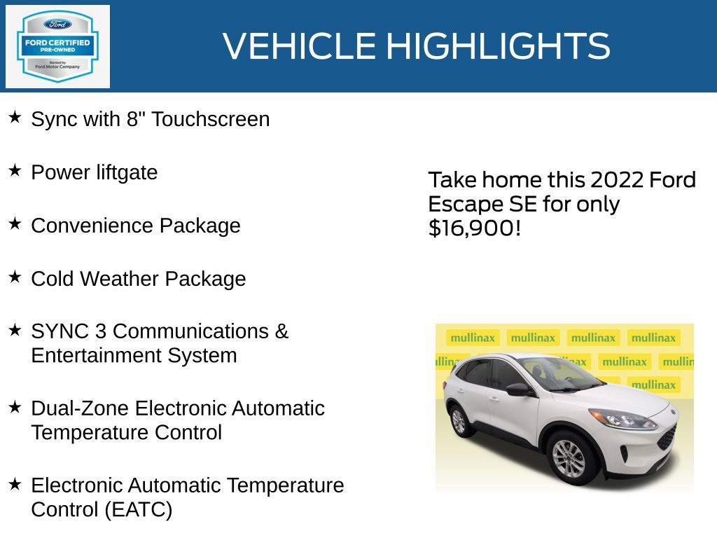 Certified 2022 Ford Escape SE w/ Convenience Package FWD image 22