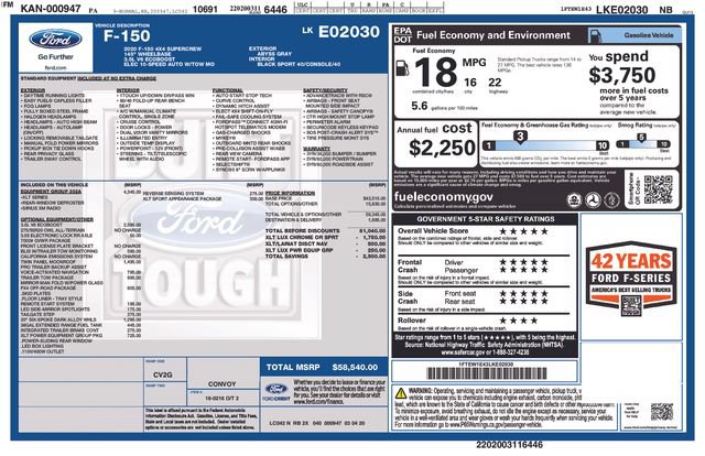 Certified 2020 Ford F150 XLT w/ Equipment Group 302A Luxury AWD/4WD image 10