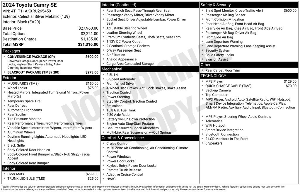 Used 2024 Toyota Camry SE w/ Convenience Package FWD image 3