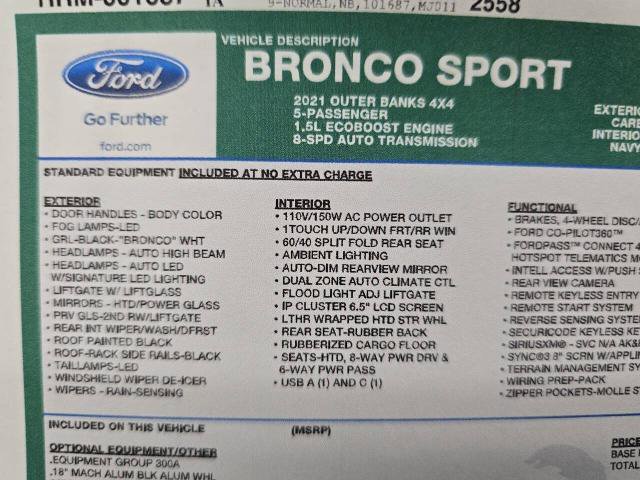Certified 2021 Ford Bronco Sport Outer Banks w/ Outer Banks Package image 23