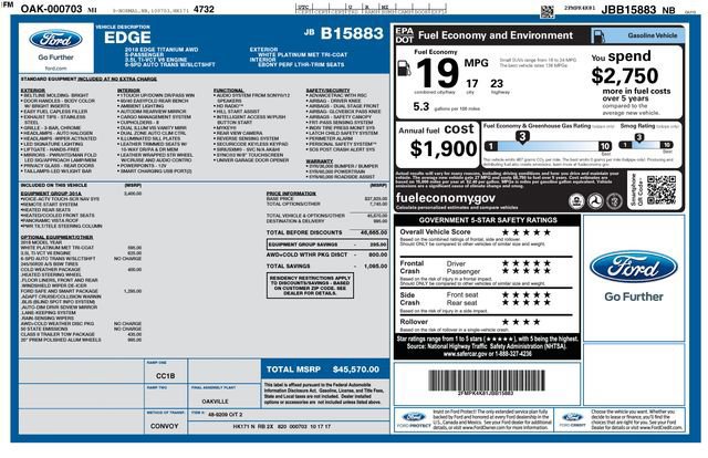 Certified 2018 Ford Edge Titanium w/ Equipment Group 301A image 39