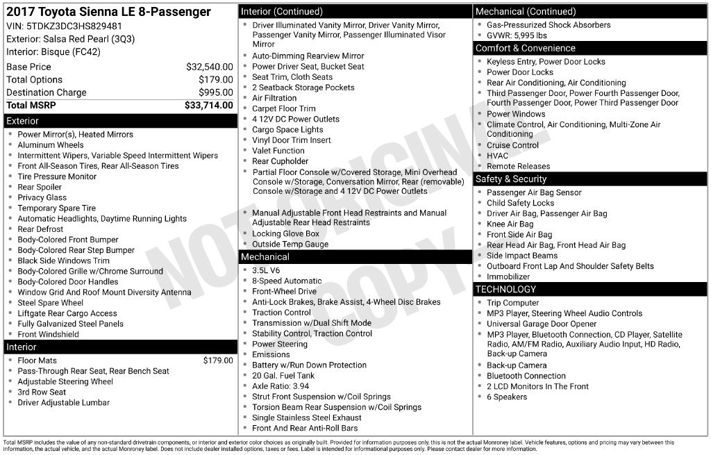 Used 2017 Toyota Sienna LE FWD image 24