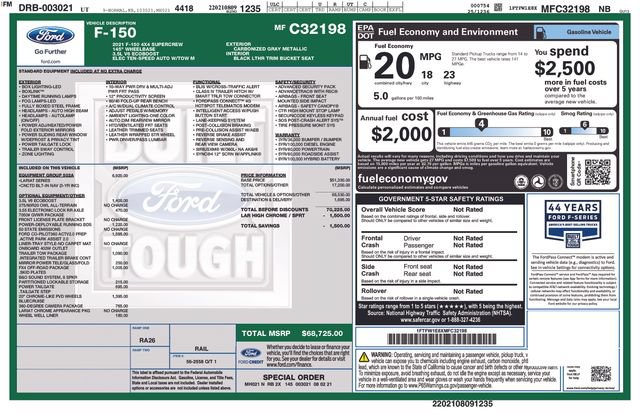Certified 2021 Ford F150 Lariat w/ Equipment Group 502A High AWD/4WD image 39