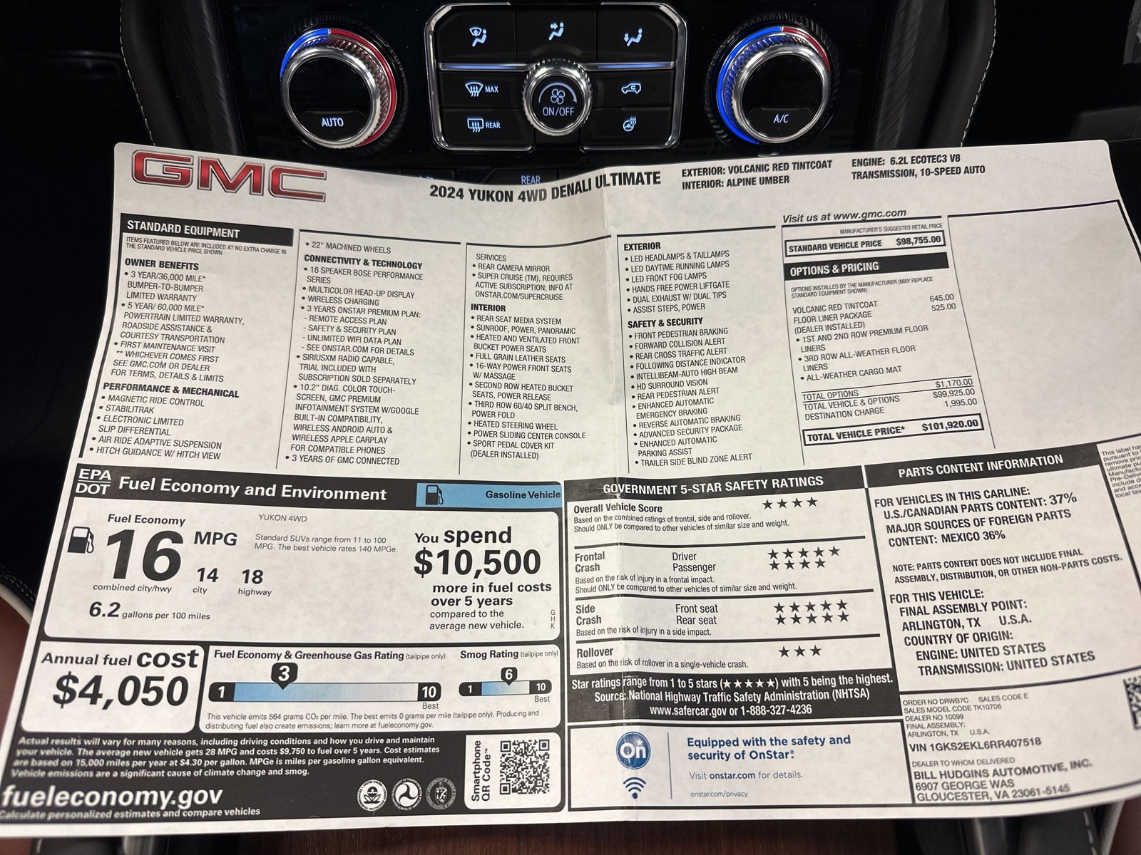 Used 2024 GMC Yukon Denali Ultimate w/ LPO, Floor Liner Package image 44