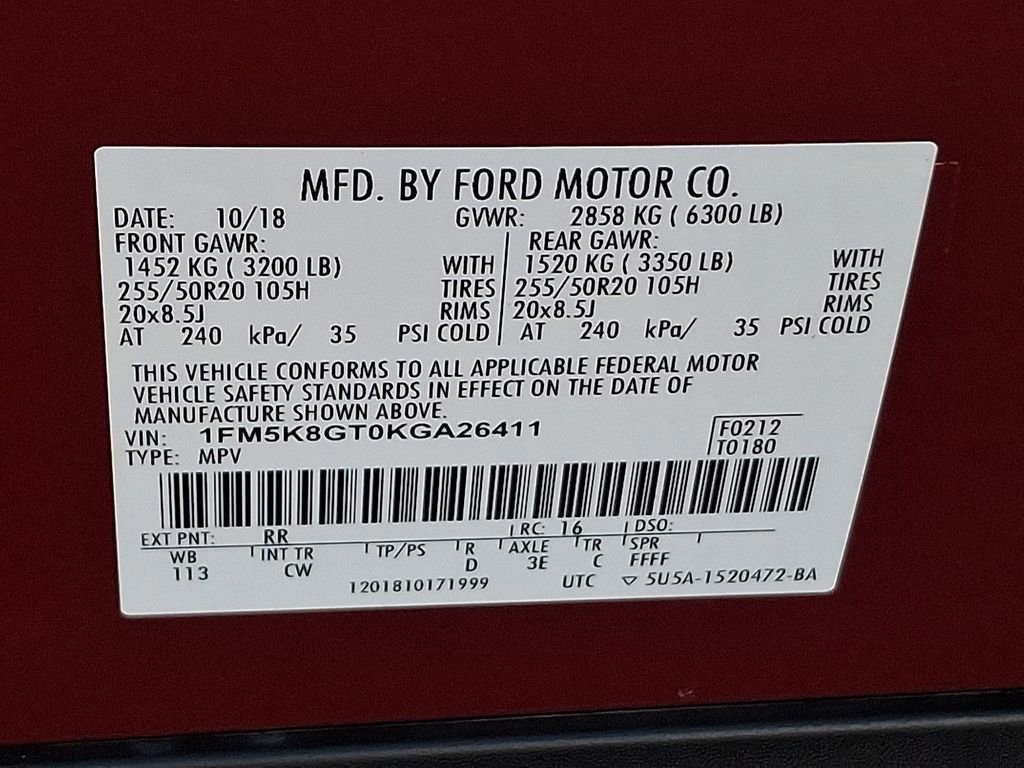 Certified 2019 Ford Explorer Sport w/ Equipment Group 401A image 28