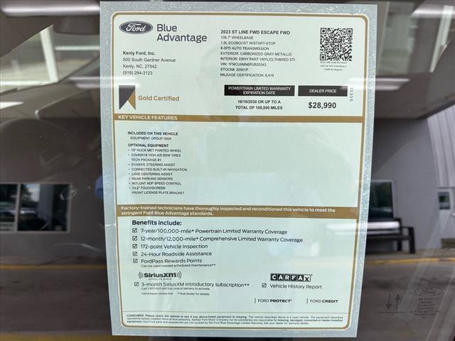 Certified 2023 Ford Escape ST-Line w/ Tech Pack #1 FWD image 4