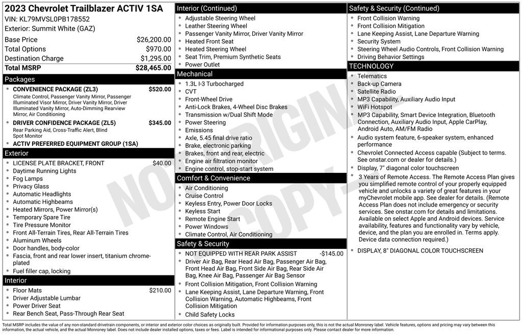 Used 2023 Chevrolet TrailBlazer ACTIV w/ Convenience Package FWD image 7