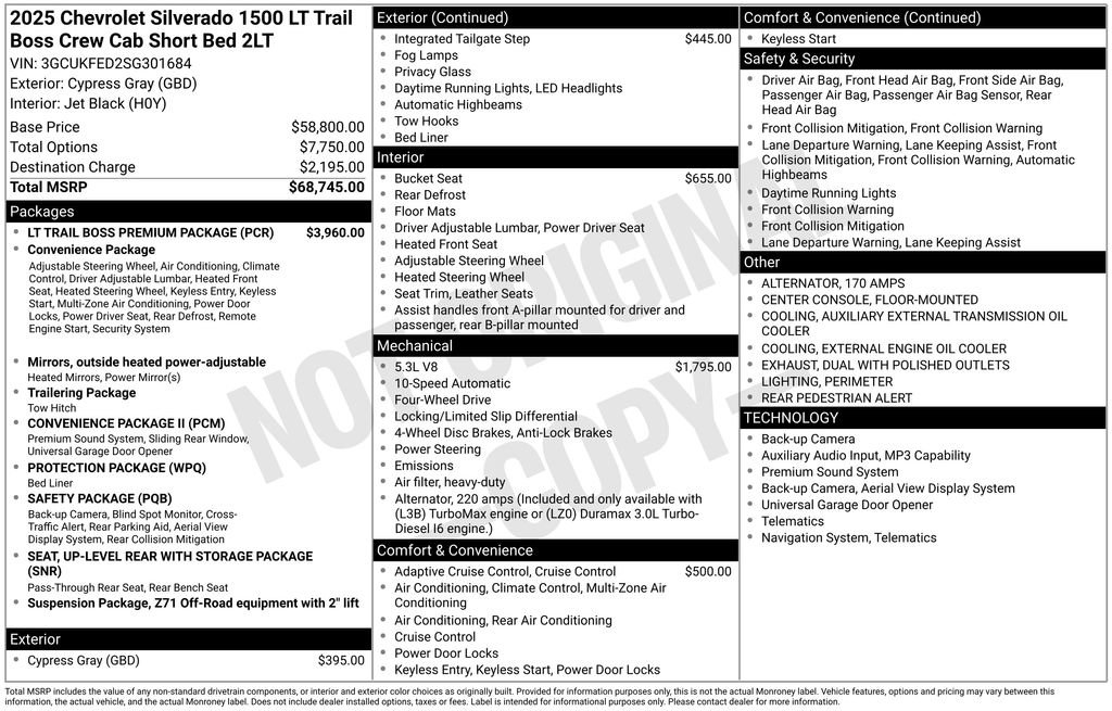 Used 2025 Chevrolet Silverado 1500 LT Trail Boss w/ LT Trail Boss Premium Package AWD/4WD image 30