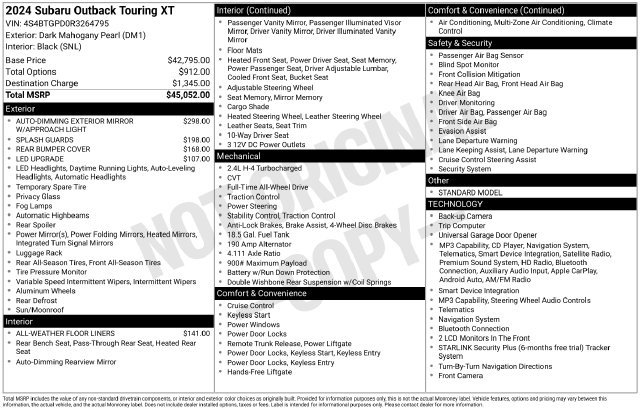 Used 2024 Subaru Outback Touring XT AWD/4WD image 44