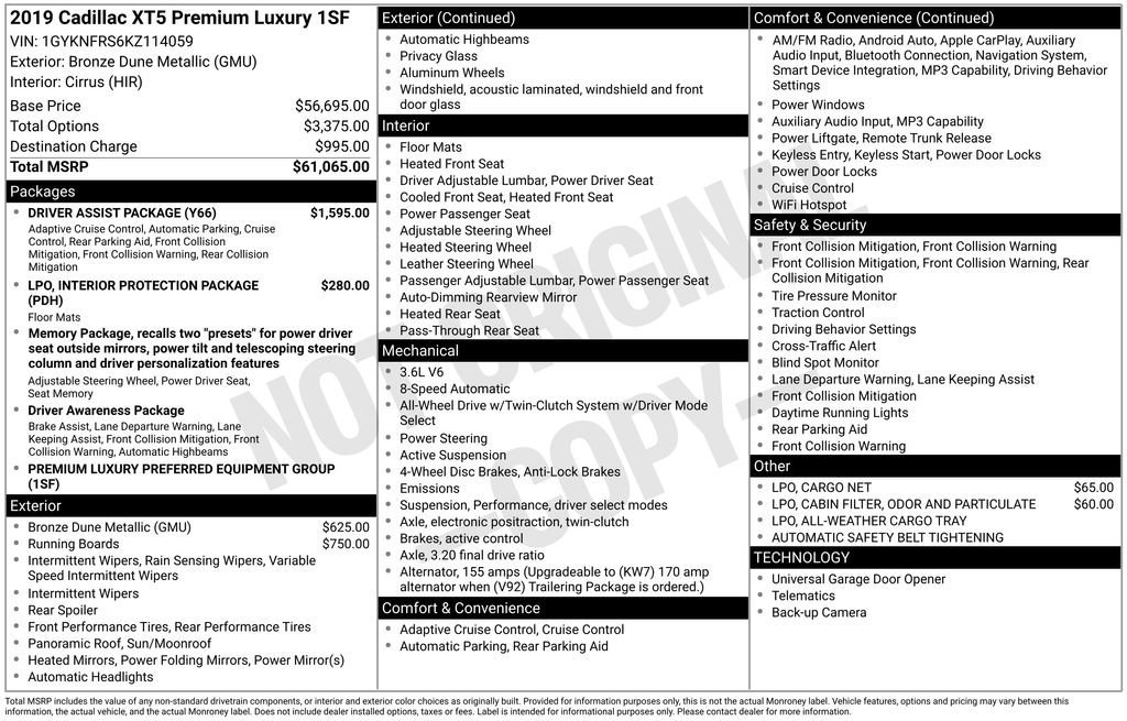 Used 2019 Cadillac XT5 Premium Luxury w/ Driver Assist Package image 10