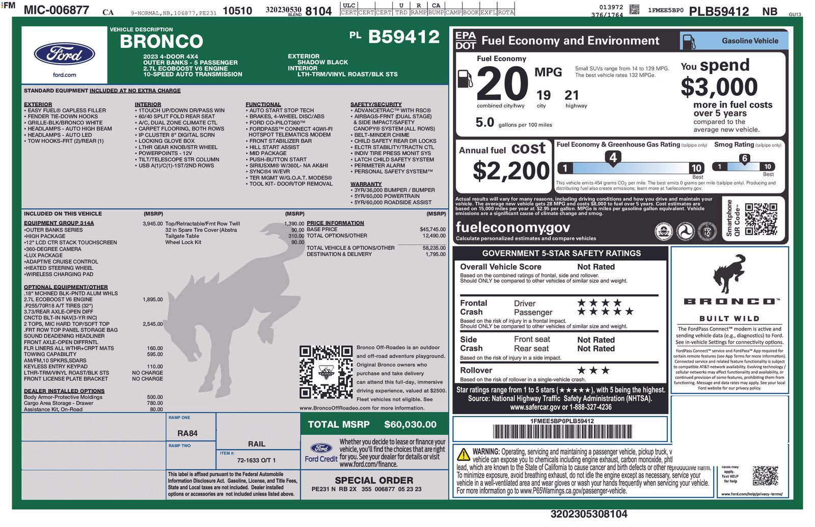 Certified 2023 Ford Bronco Outer Banks AWD/4WD image 5