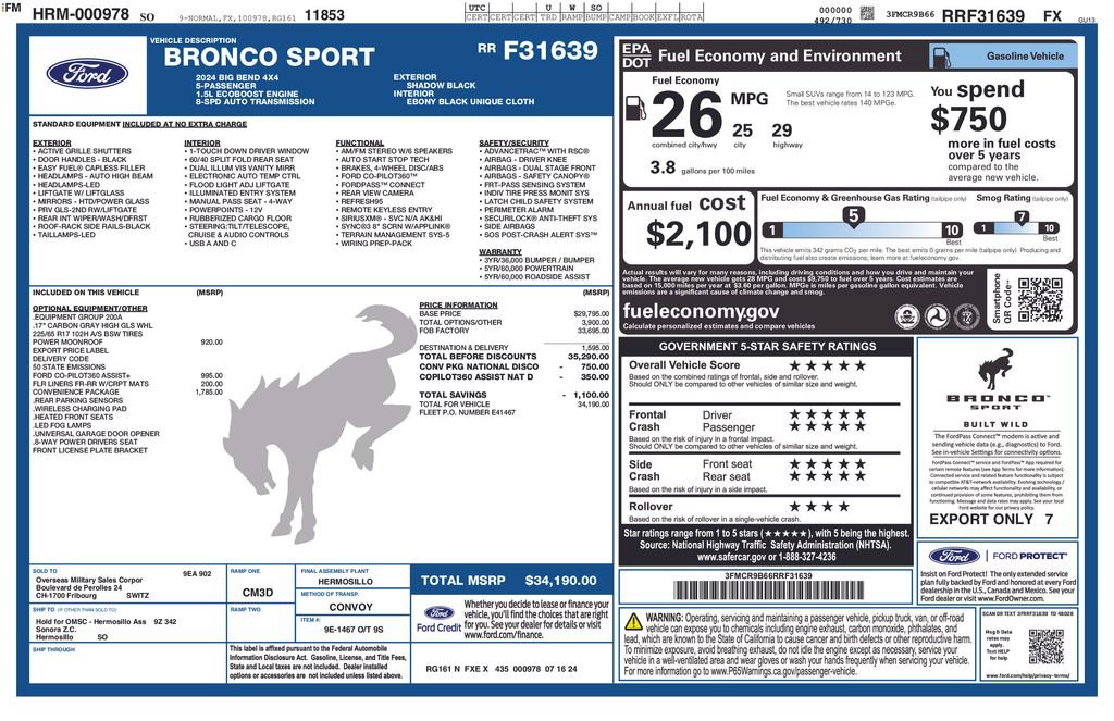 Certified 2024 Ford Bronco Sport Big Bend w/ Convenience Package AWD/4WD image 32