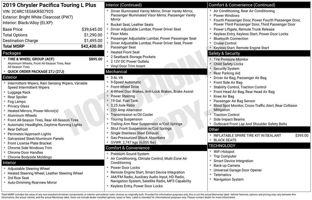 Used 2019 Chrysler Pacifica Touring-L Plus w/ Tire & Wheel Group image 35