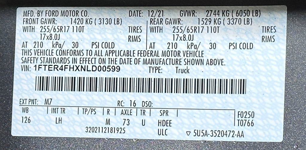 Certified 2022 Ford Ranger XL w/ Equipment Group 101A High image 54