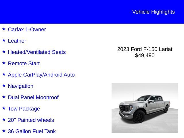 Certified 2023 Ford F150 Lariat w/ Equipment Group 502A High AWD/4WD image 3