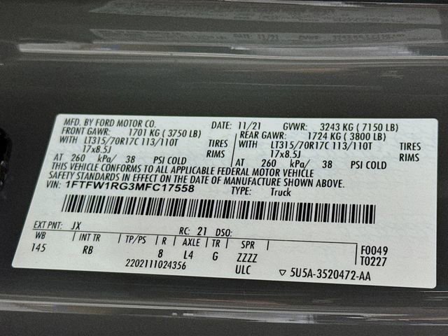 Certified 2021 Ford F150 Raptor w/ Equipment Group 801A High image 38