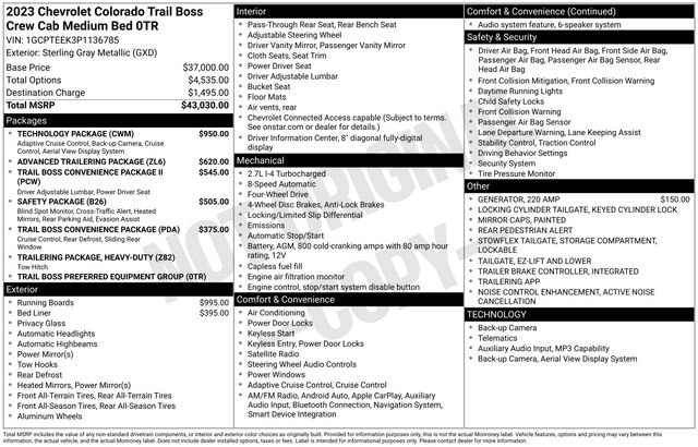 Used 2023 Chevrolet Colorado Trail Boss w/ Technology Package AWD/4WD image 6