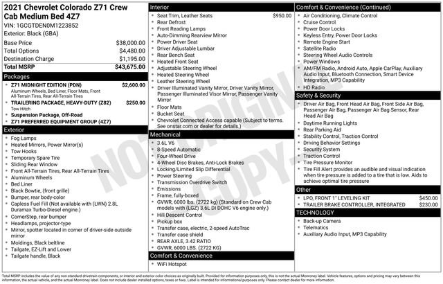 Used 2021 Chevrolet Colorado Z71 w/ Z71 Midnight Edition AWD/4WD image 40