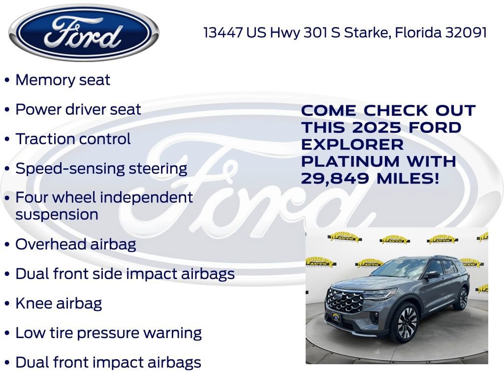 Certified 2025 Ford Explorer Platinum w/ LUX Leather Package AWD/4WD image 32