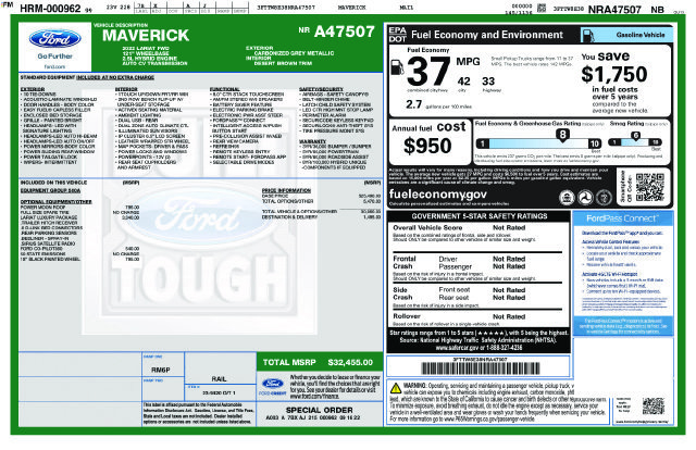 Certified 2022 Ford Maverick Lariat w/ Lariat Luxury Package FWD image 15