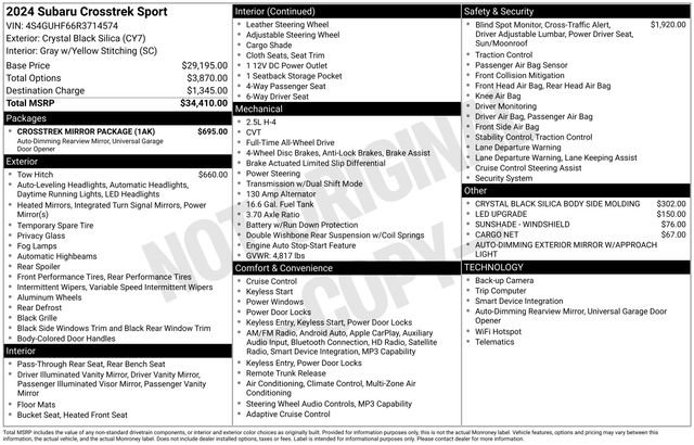 Used 2024 Subaru Crosstrek 2.5i Sport w/ Crosstrek Mirror Package image 36