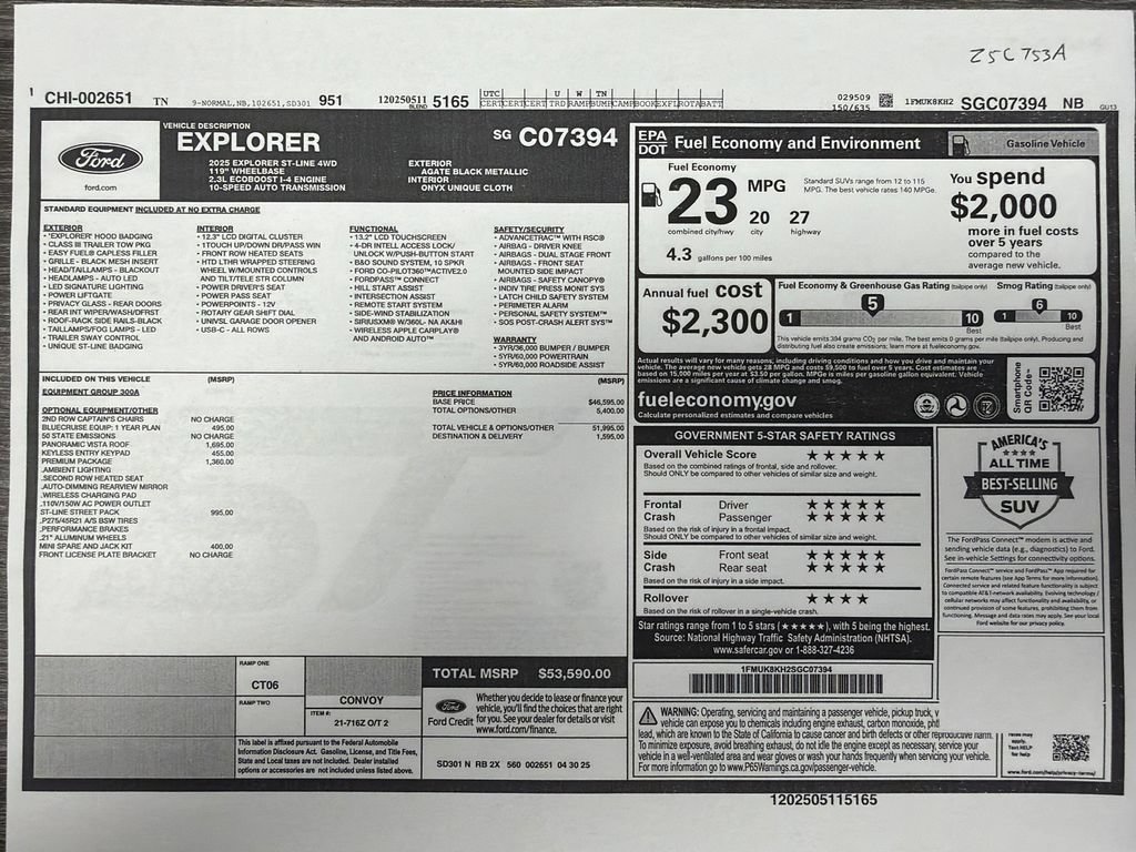 Certified 2025 Ford Explorer ST-Line w/ Premium Package AWD/4WD image 30