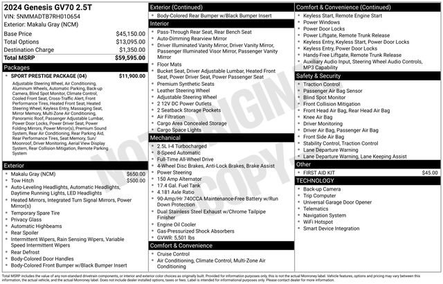 Used 2024 Genesis GV70 2.5T w/ Sport Prestige Package AWD/4WD image 2