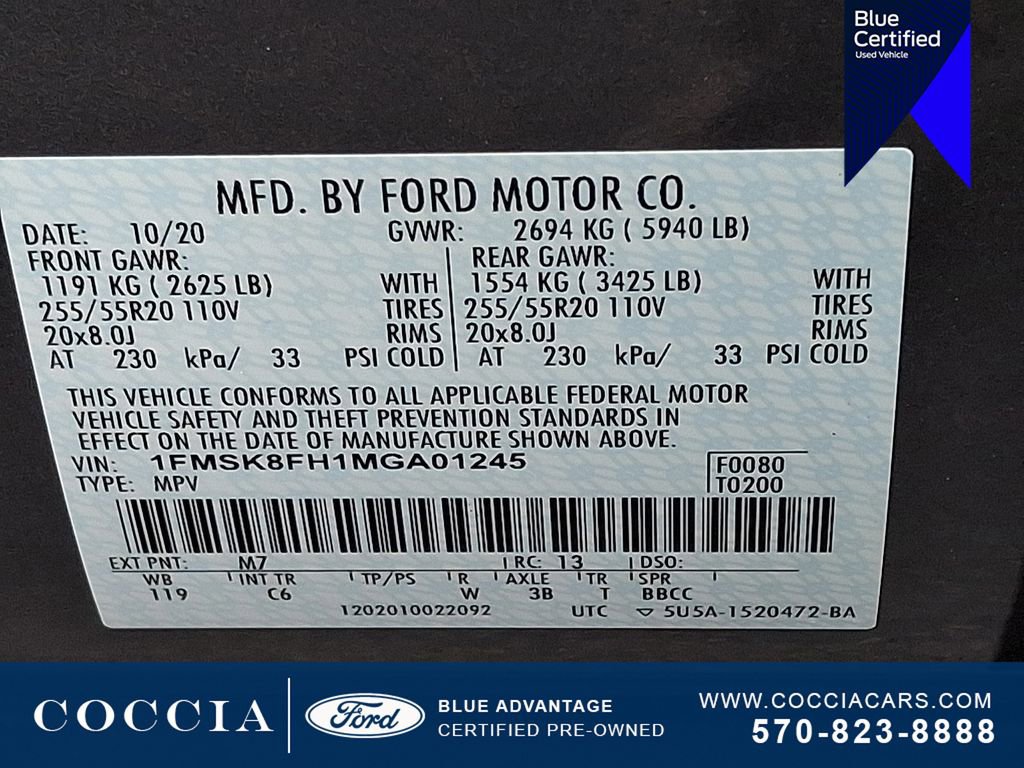 Certified 2021 Ford Explorer Limited w/ Equipment Group 301A image 28