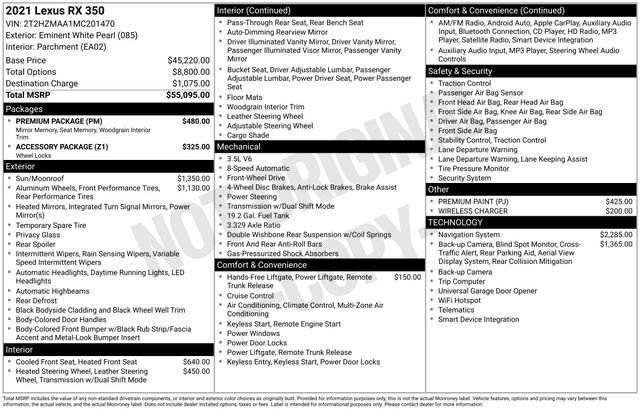 Used 2021 Lexus RX 350 FWD w/ Premium Package image 38