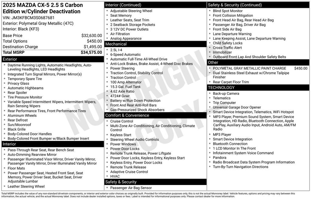 Used 2025 MAZDA CX-5 Carbon Edition AWD/4WD image 2