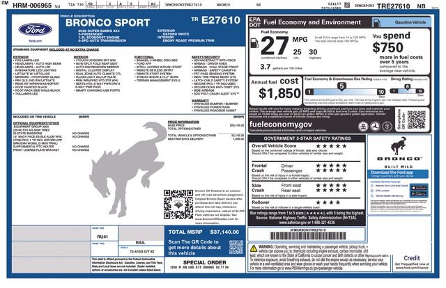 Certified 2026 Ford Bronco Sport Outer Banks AWD/4WD image 12