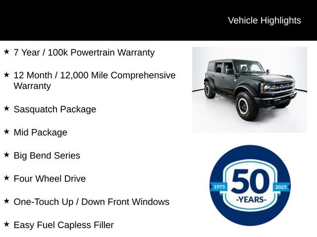 Certified 2023 Ford Bronco Big Bend w/ Sasquatch Package AWD/4WD image 5