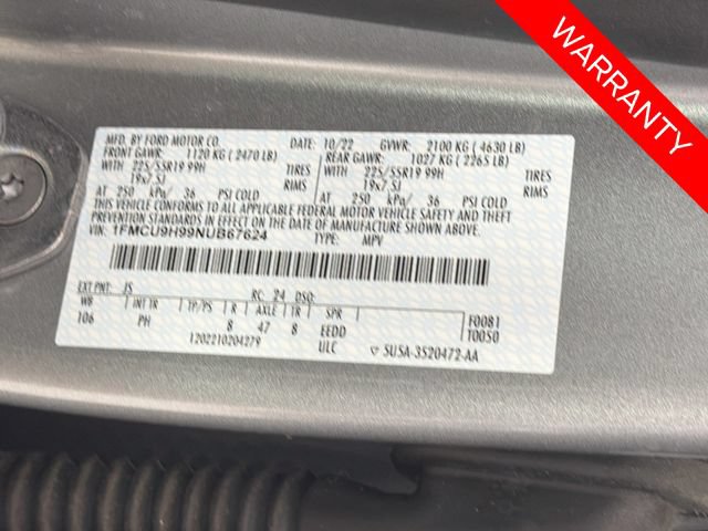 Certified 2022 Ford Escape SEL w/ SEL Stealth AWD Package image 34